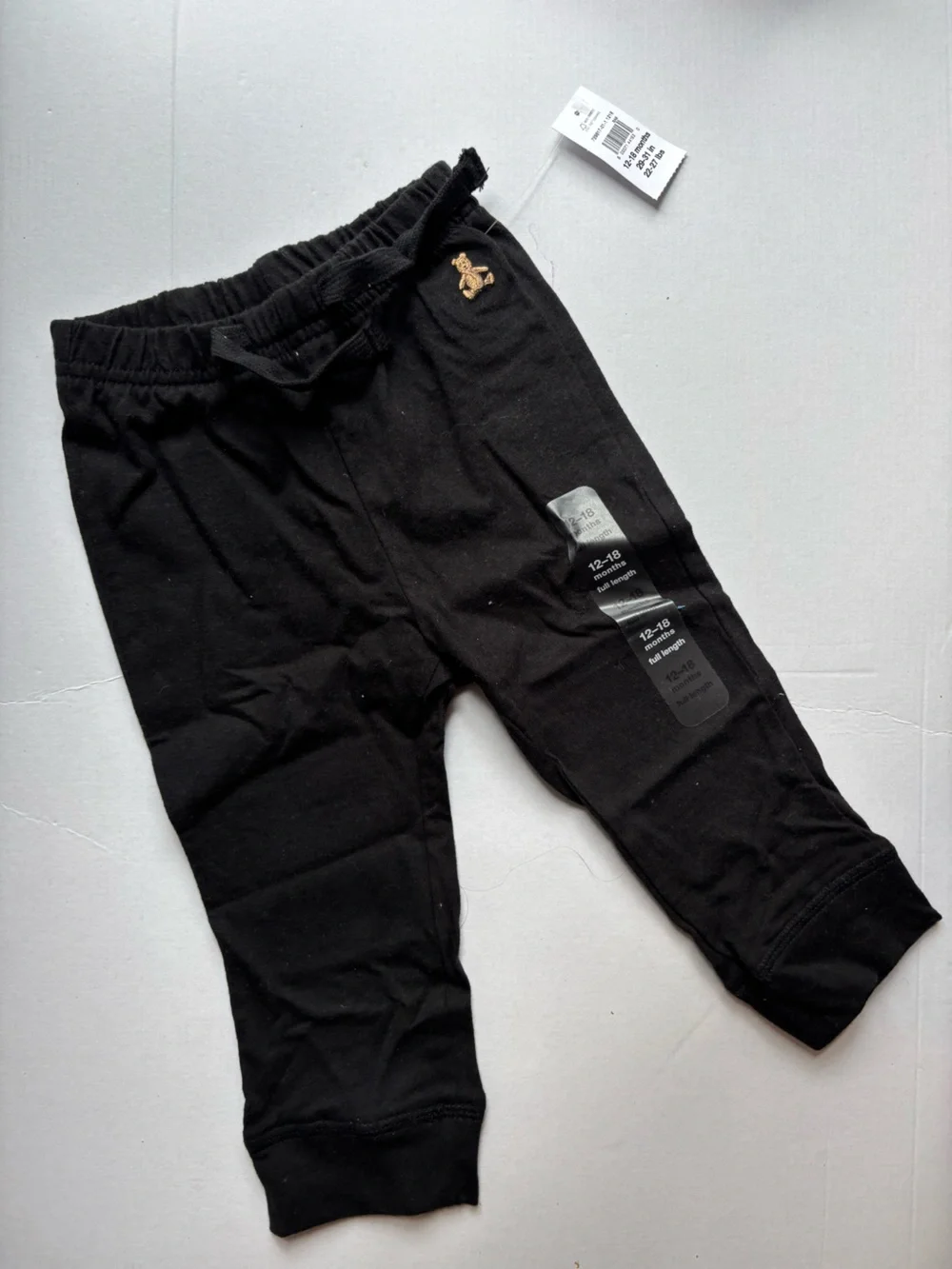 BabyGap Unisex Baby (girl or boy) Black Stretch Jogger Pants 12-18m - New